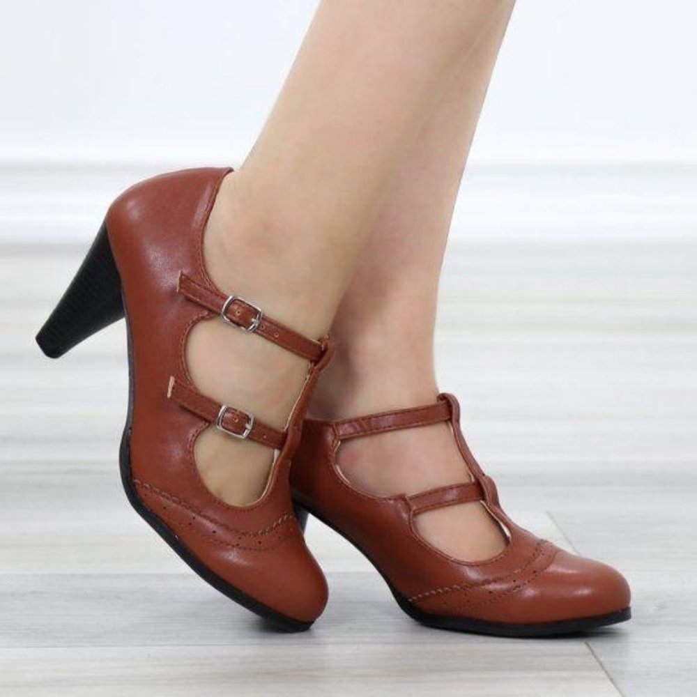 Vintage Style Oxford Heels Rockabilly - Picture 3 of 11